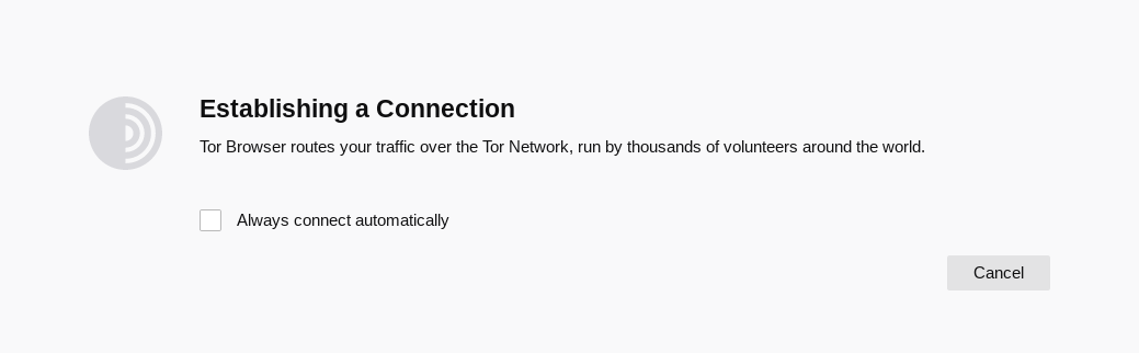 Tor connection screen